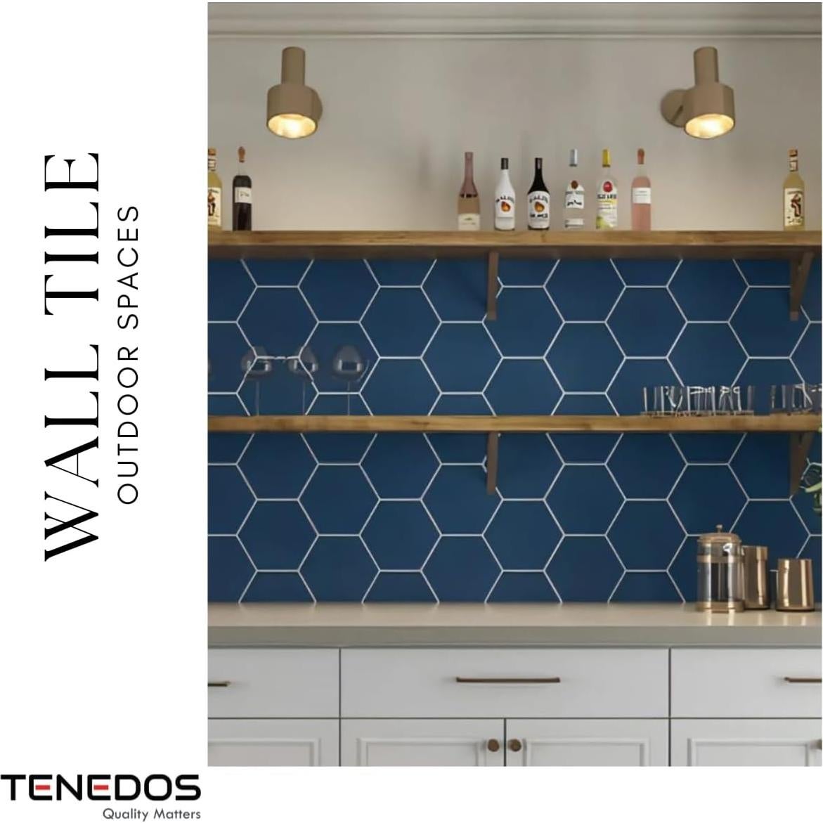 Azulejos Hexagonales Tenedos Porcelana Azul Real 20 Piezas