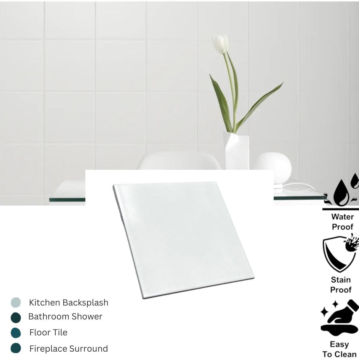 Azulejo de Porcelana Tenedos 8x8 Blanco Mate 1.18 m²