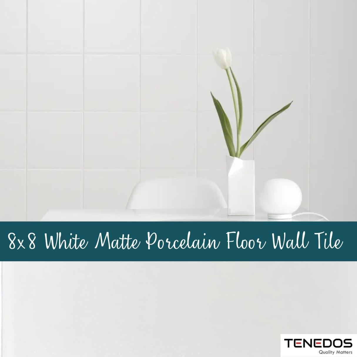 Azulejo de Porcelana Tenedos 8x8 Blanco Mate 1.18 m²
