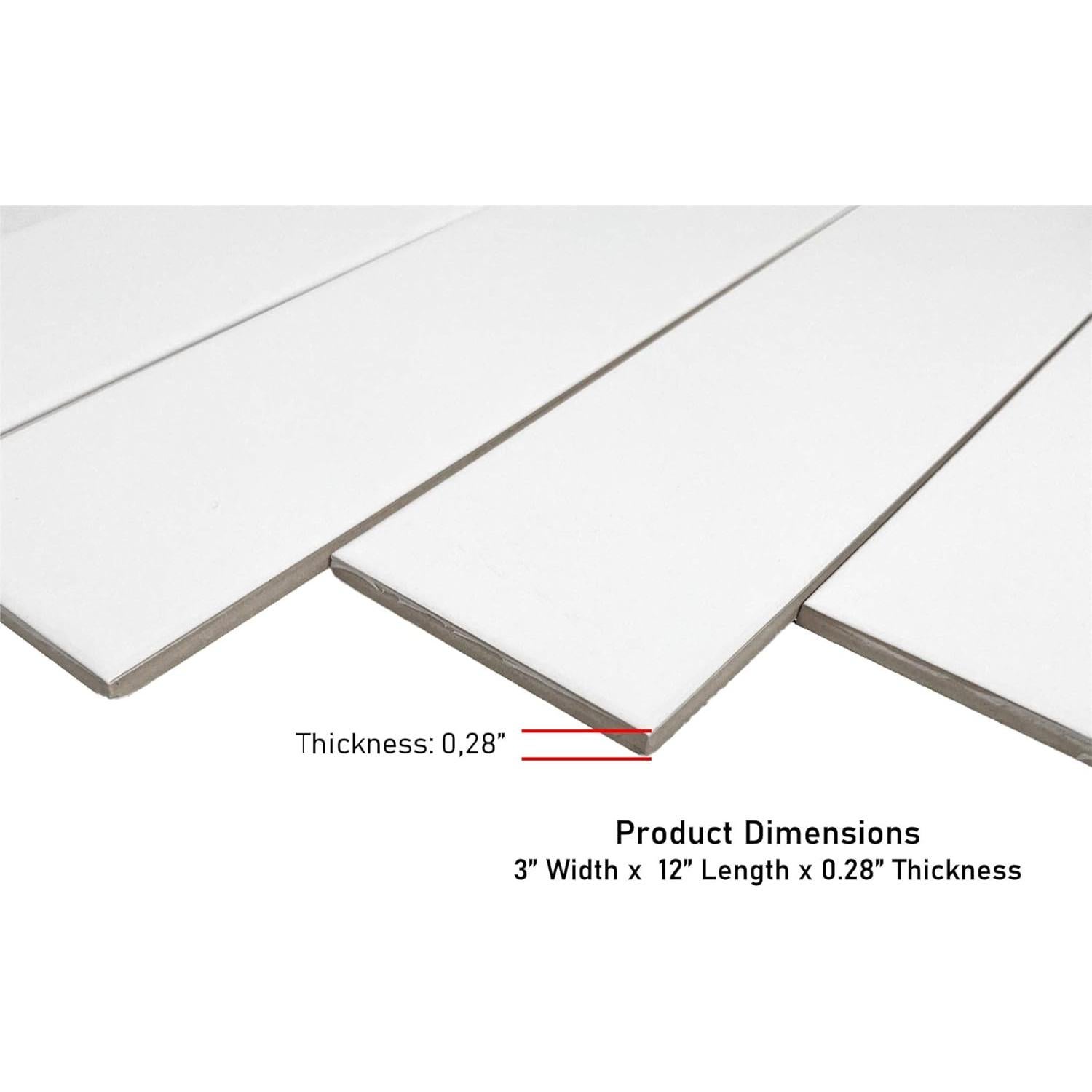 Azulejo Cerámico Blanco Tenedos 3x12 Mate 25 Piezas