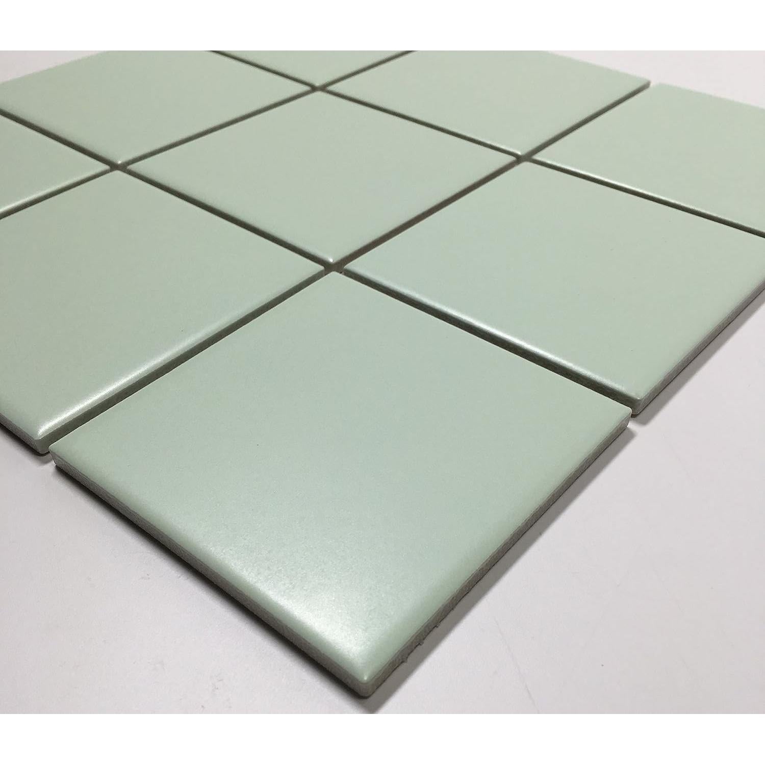 Mosaico de Porcelana Tenedos 9.5x9.5 cm Verde Vintage Mate