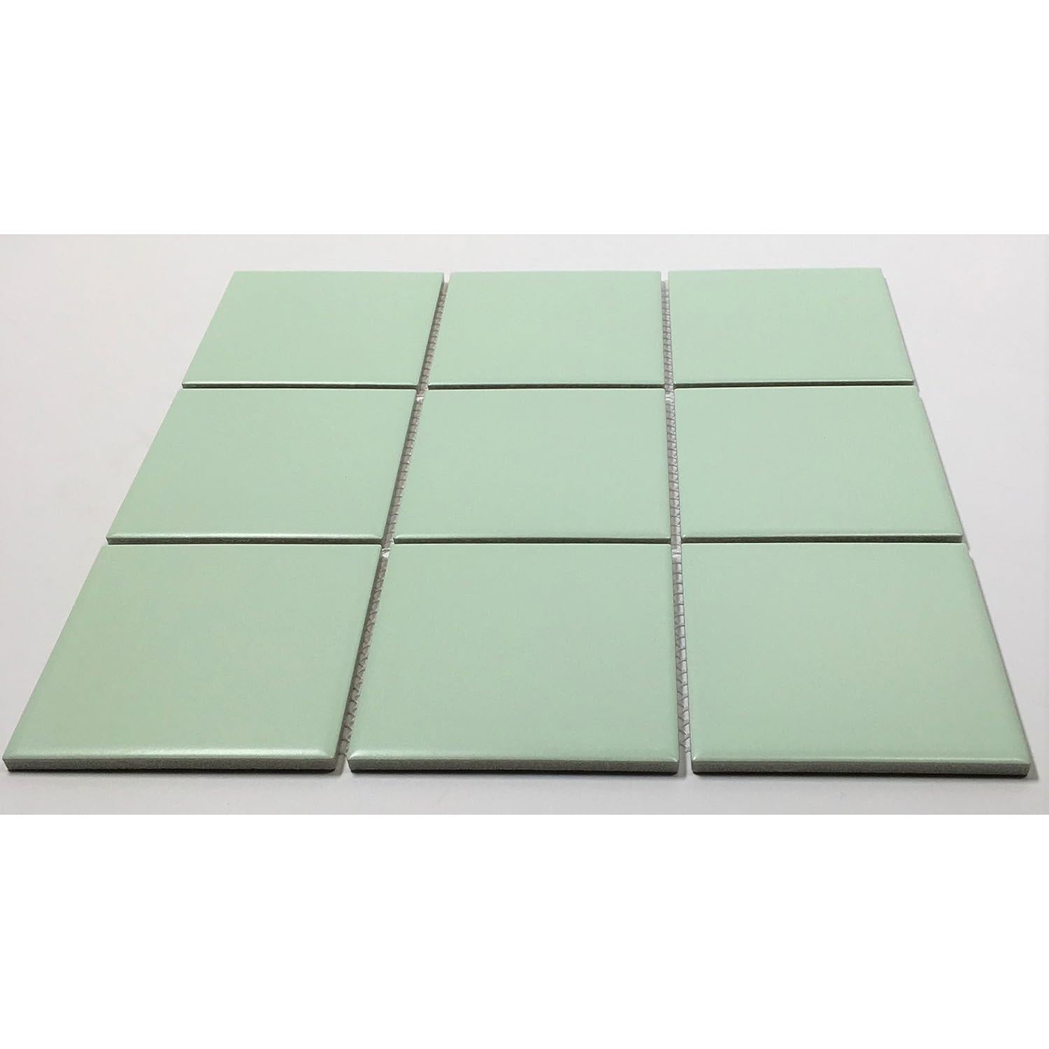 Mosaico de Porcelana Tenedos 9.5x9.5 cm Verde Vintage Mate