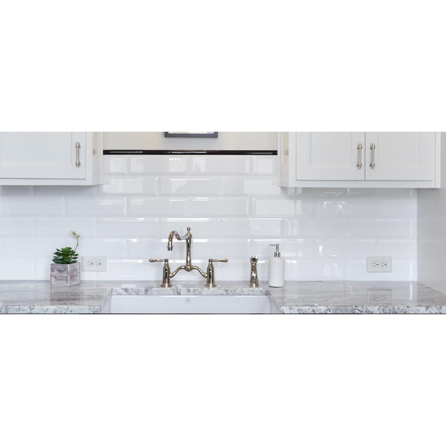 Azulejo Cerámico Tenedos 10.8x25.4 cm Blanco Mate Bevelado