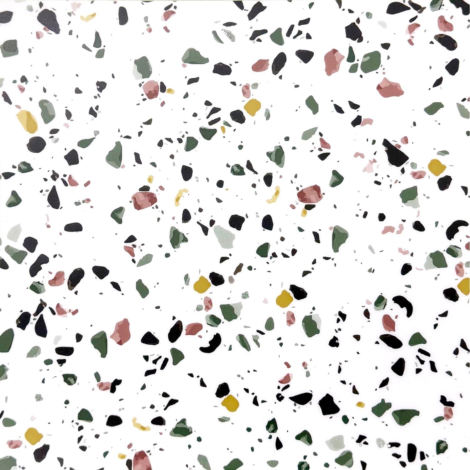 Paquete de 40 baldosas de vinilo autoadhesivas ZRJT 30.48 cm mármol blanco