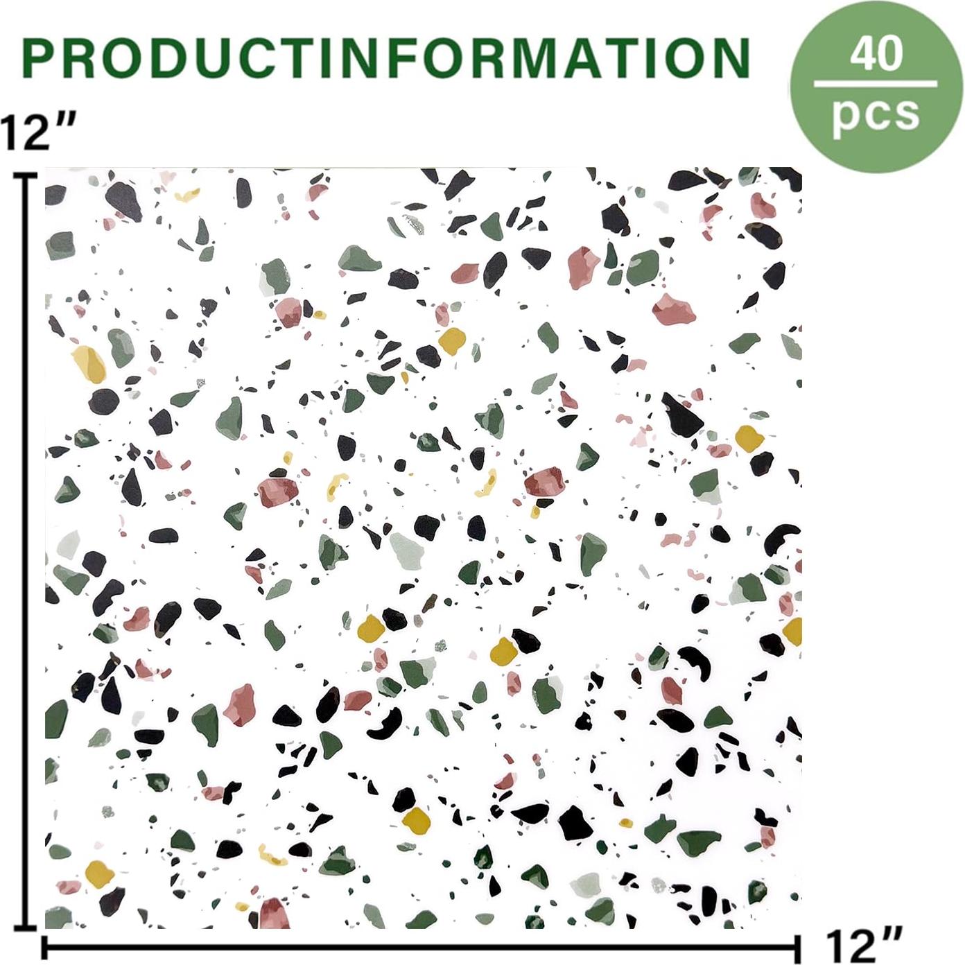 Paquete de 40 baldosas de vinilo autoadhesivas ZRJT 30.48 cm mármol blanco