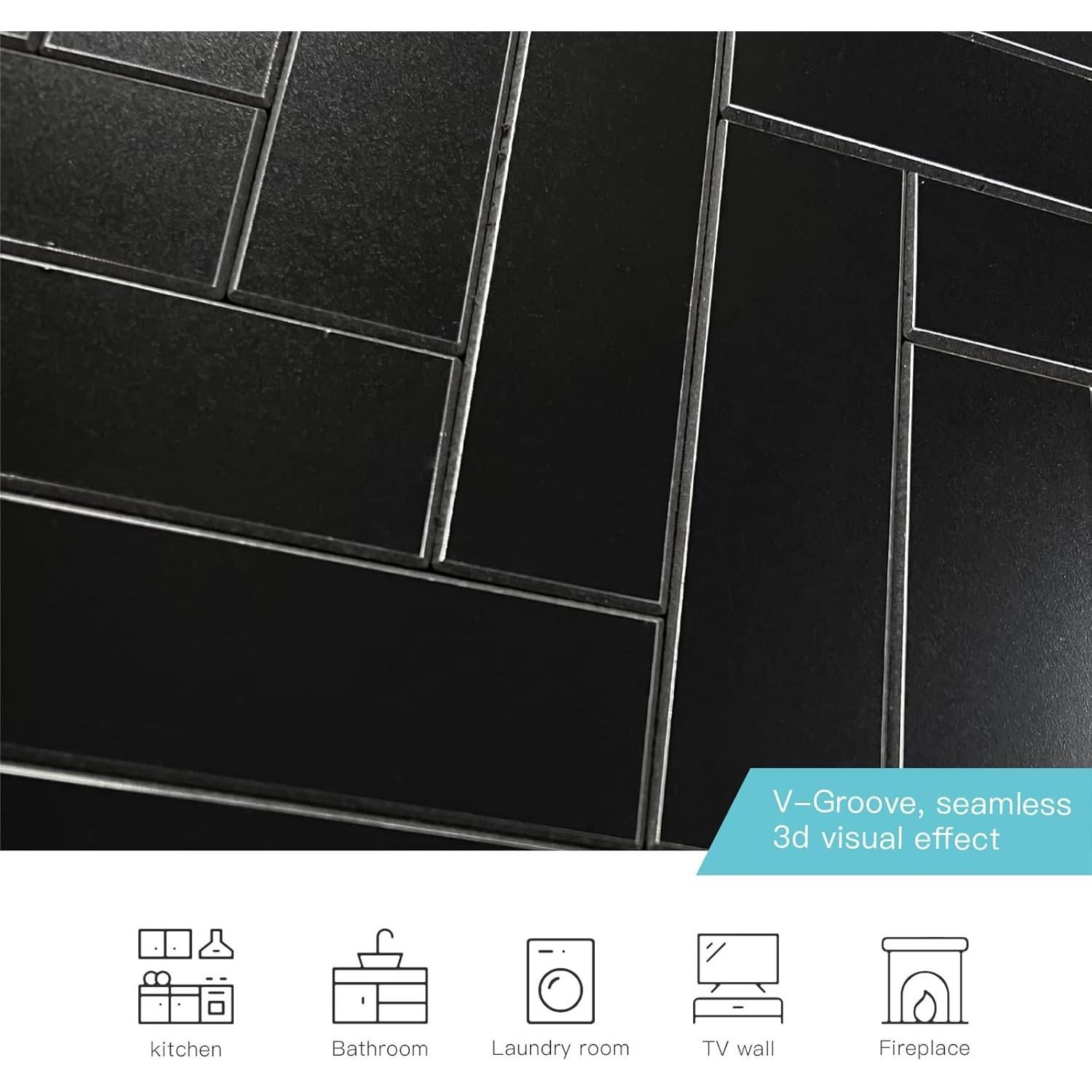 Azulejo autoadhesivo Chevron Negro Miscasa - 6 Piezas 0.39 m²