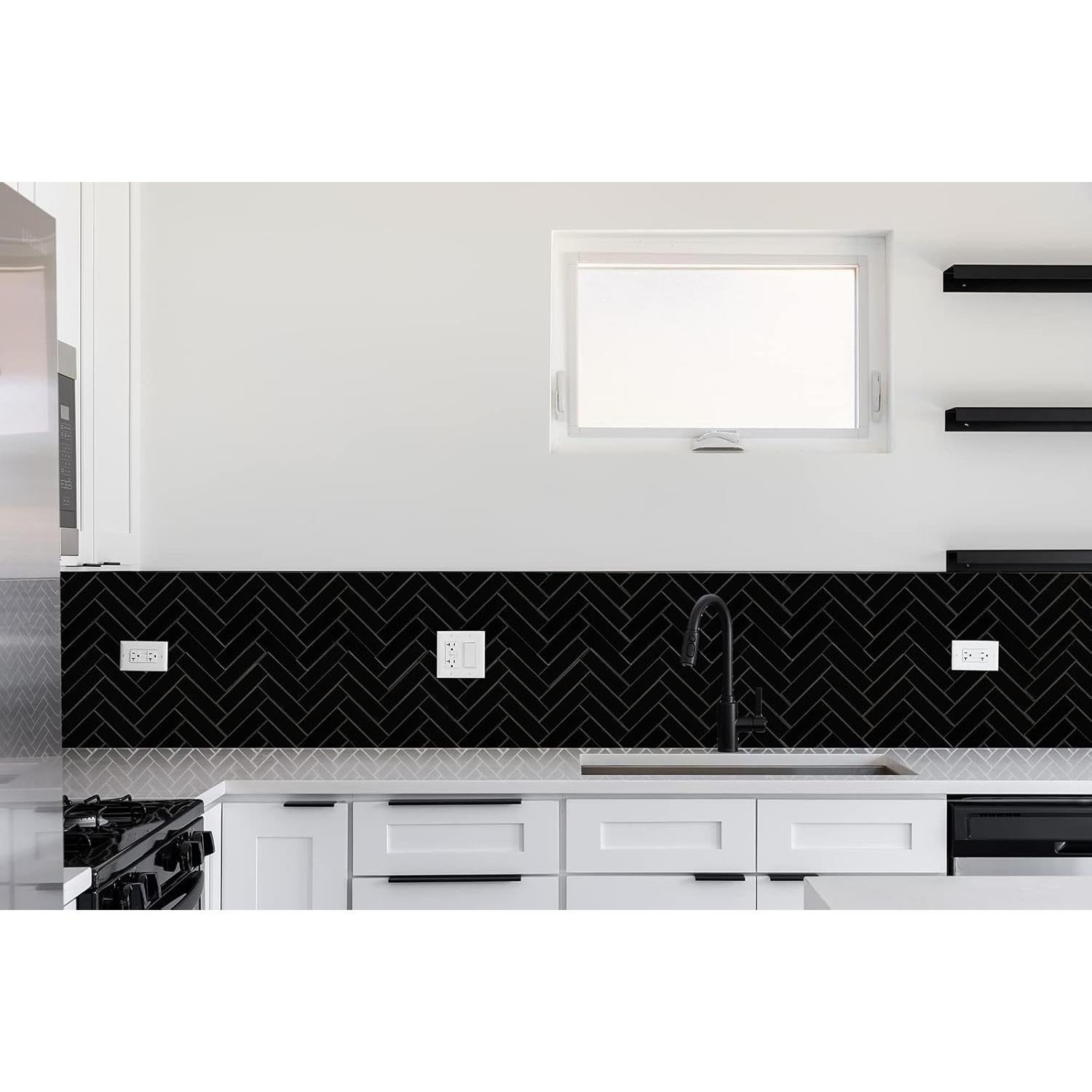 Azulejo autoadhesivo Chevron Negro Miscasa - 6 Piezas 0.39 m²