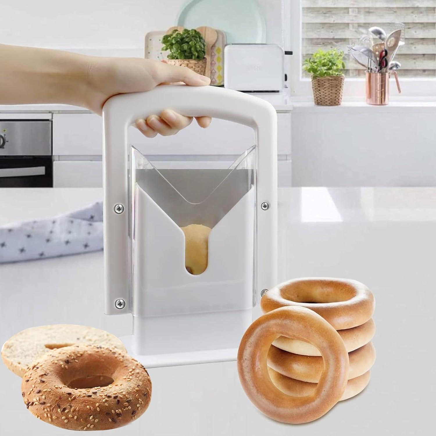 Cortador de Bagels AITUOSI Blanco Acero Inoxidable Manual