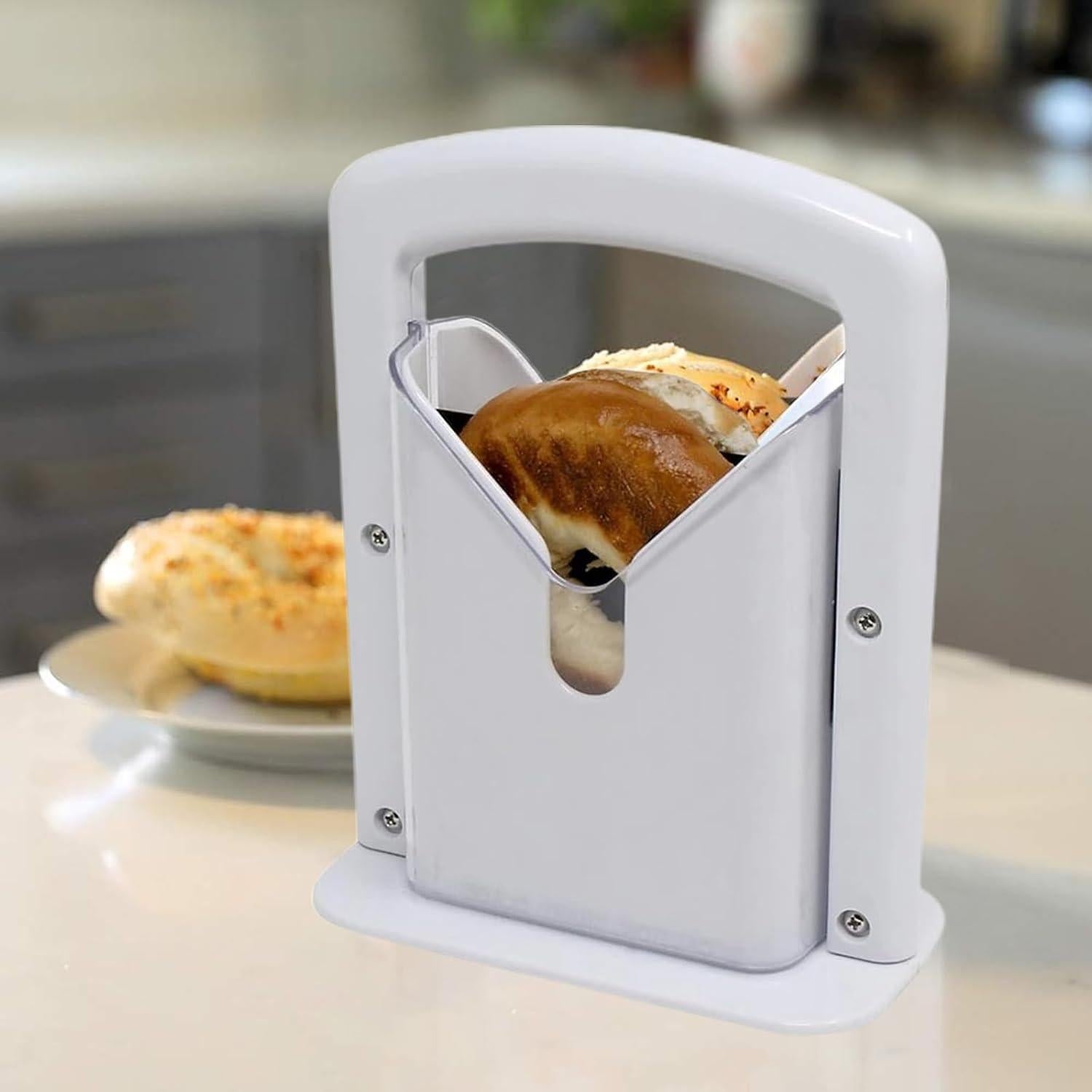 Cortador de Bagels AITUOSI Blanco Acero Inoxidable Manual