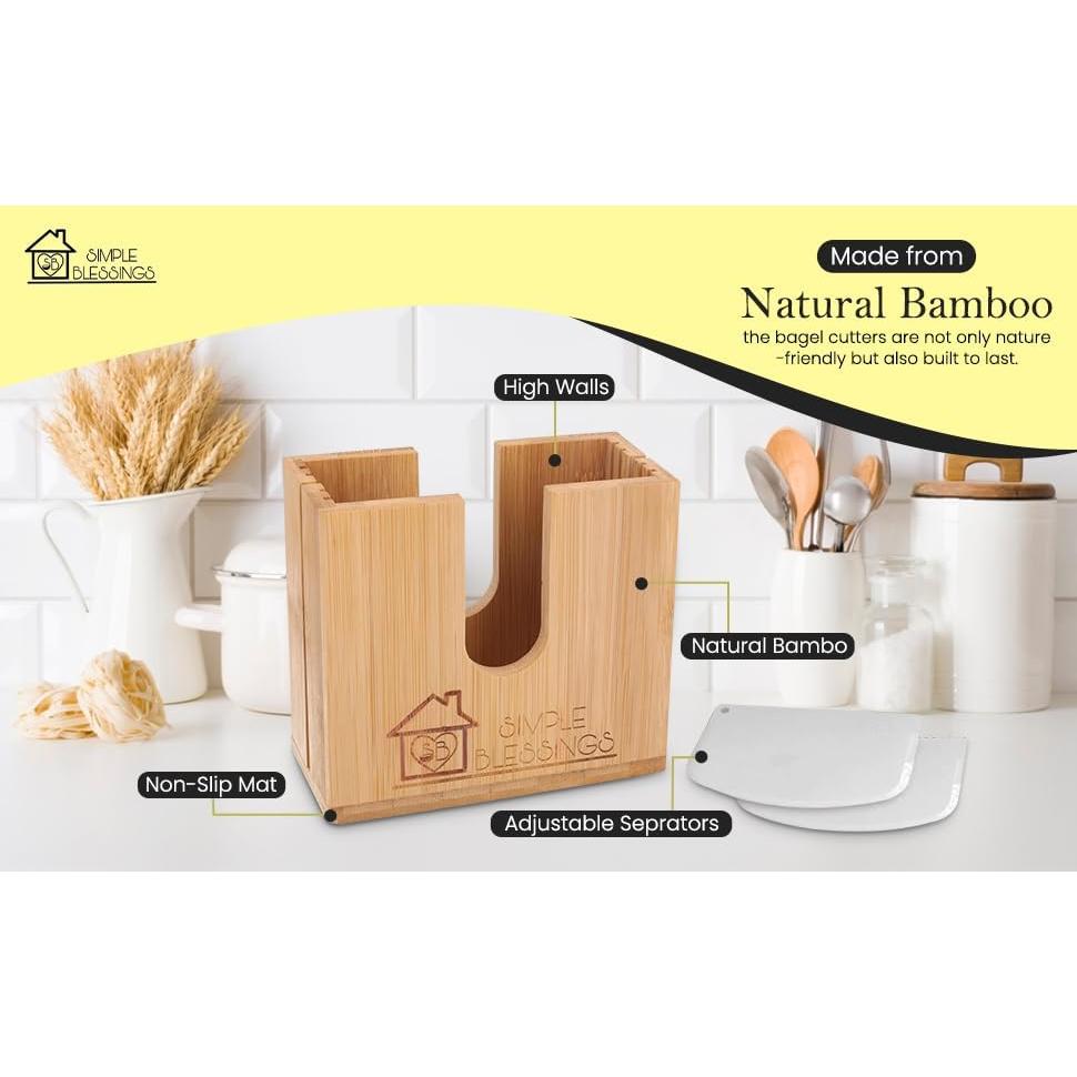 Cortador de Bagel Ajustable Bendiciones Simples - Bambú