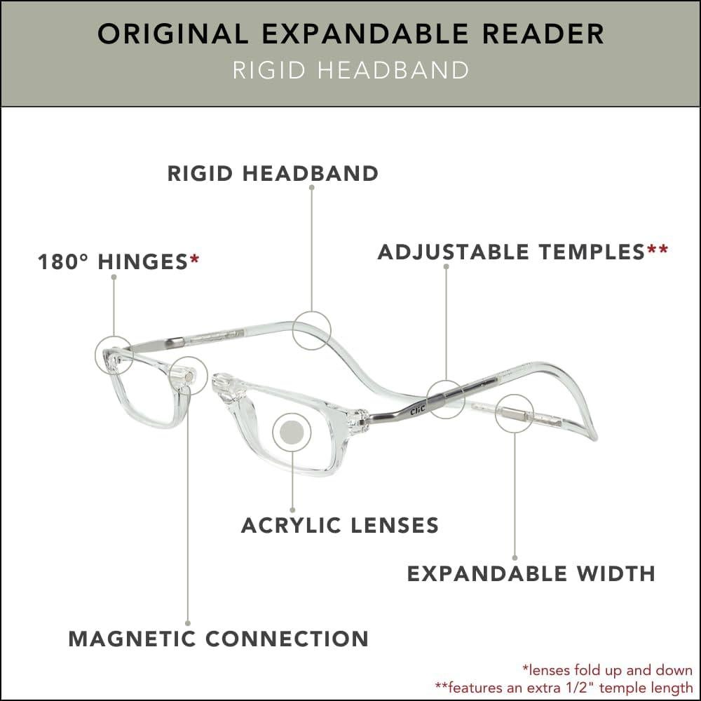 Gafas de lectura CliC transparentes 3.00x M-XL ajustables