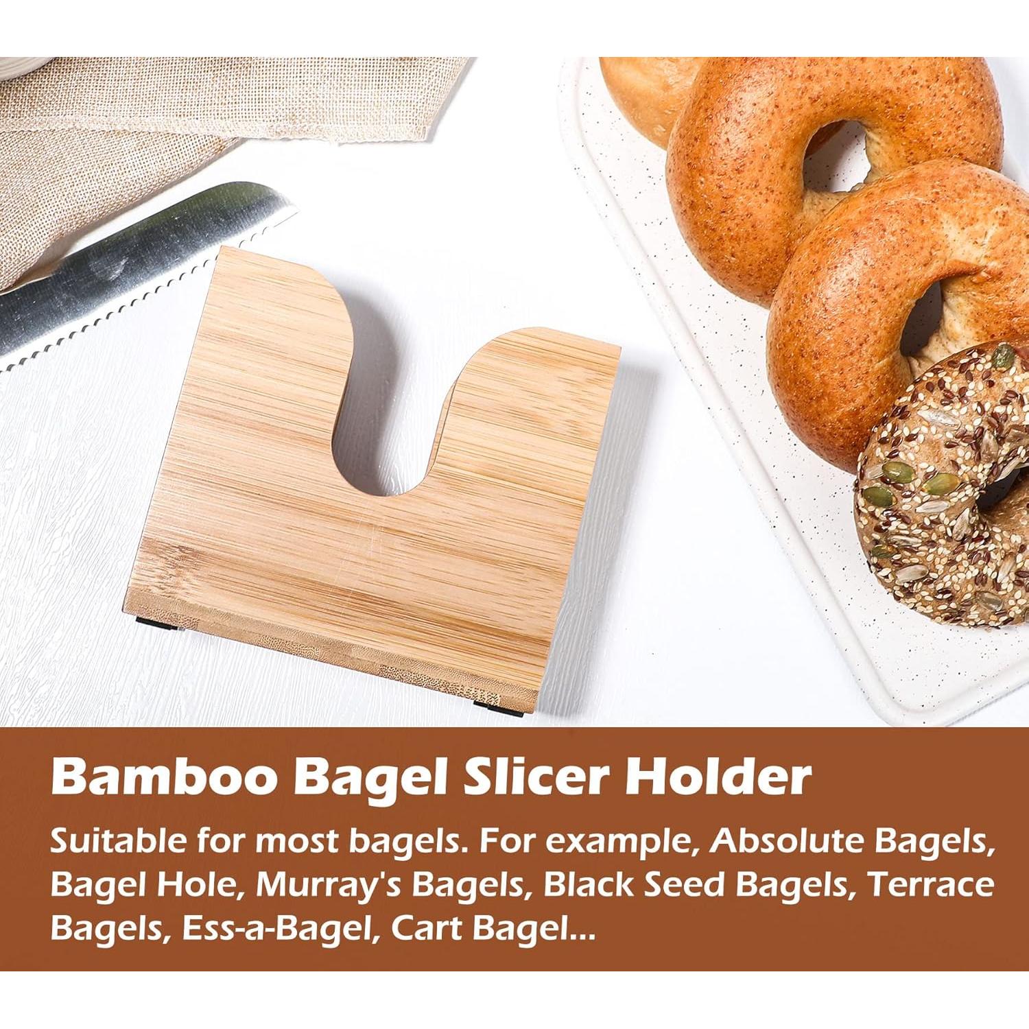 Soporte Cortador de Bagels Kamehame de Bambú 13.97x6.6x12.7cm