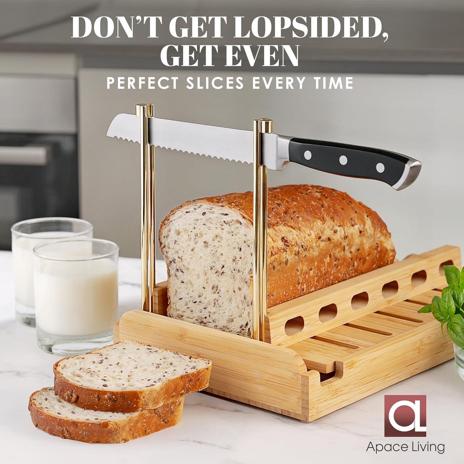 Cortador de Pan de Bambú Apace Living - Ajustable 4 Grosor