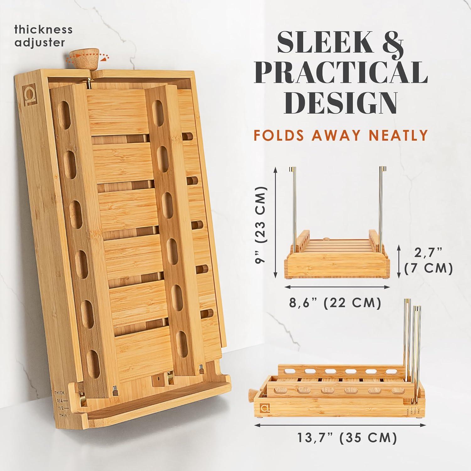 Cortador de Pan de Bambú Apace Living - Ajustable 4 Grosor