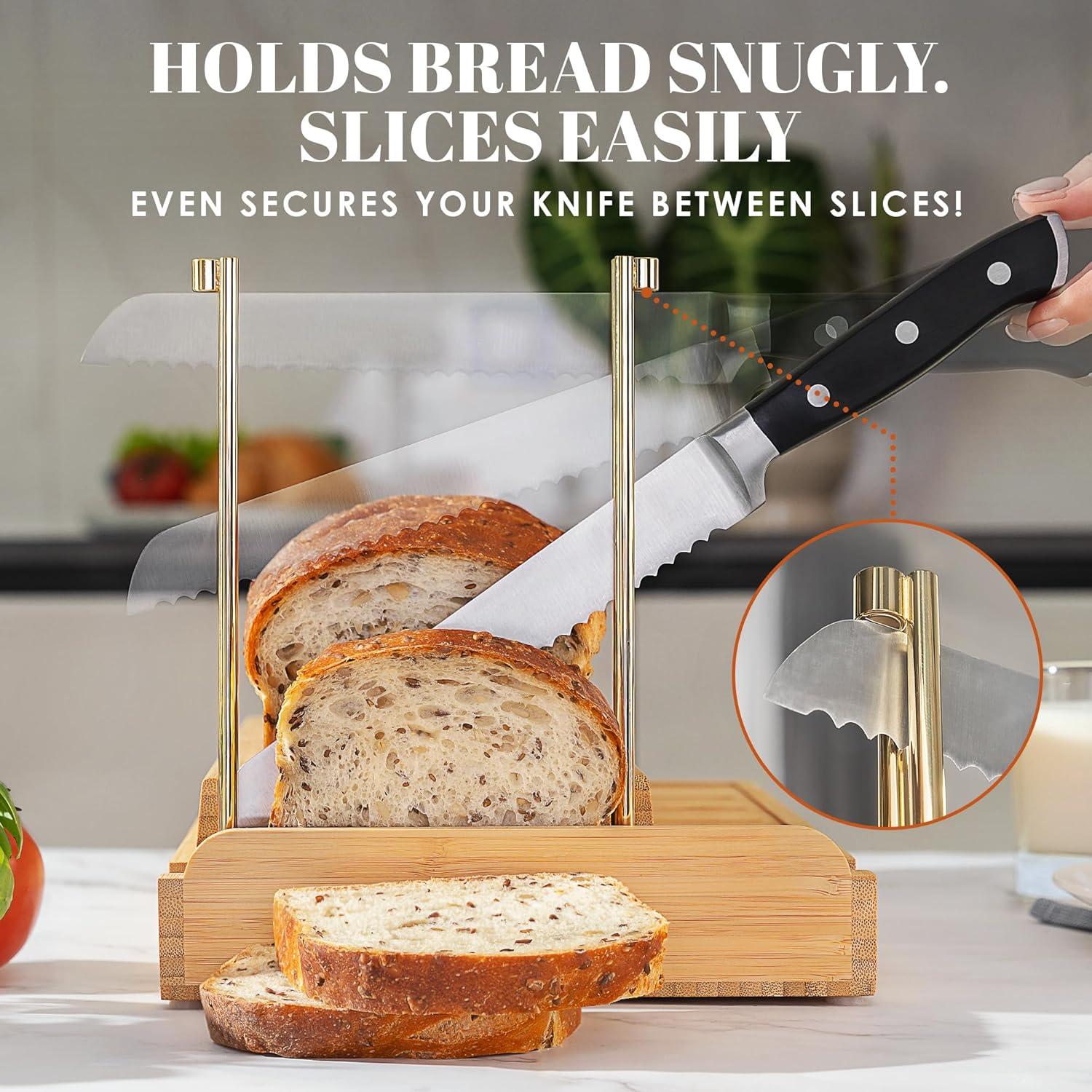 Cortador de Pan de Bambú Apace Living - Ajustable 4 Grosor