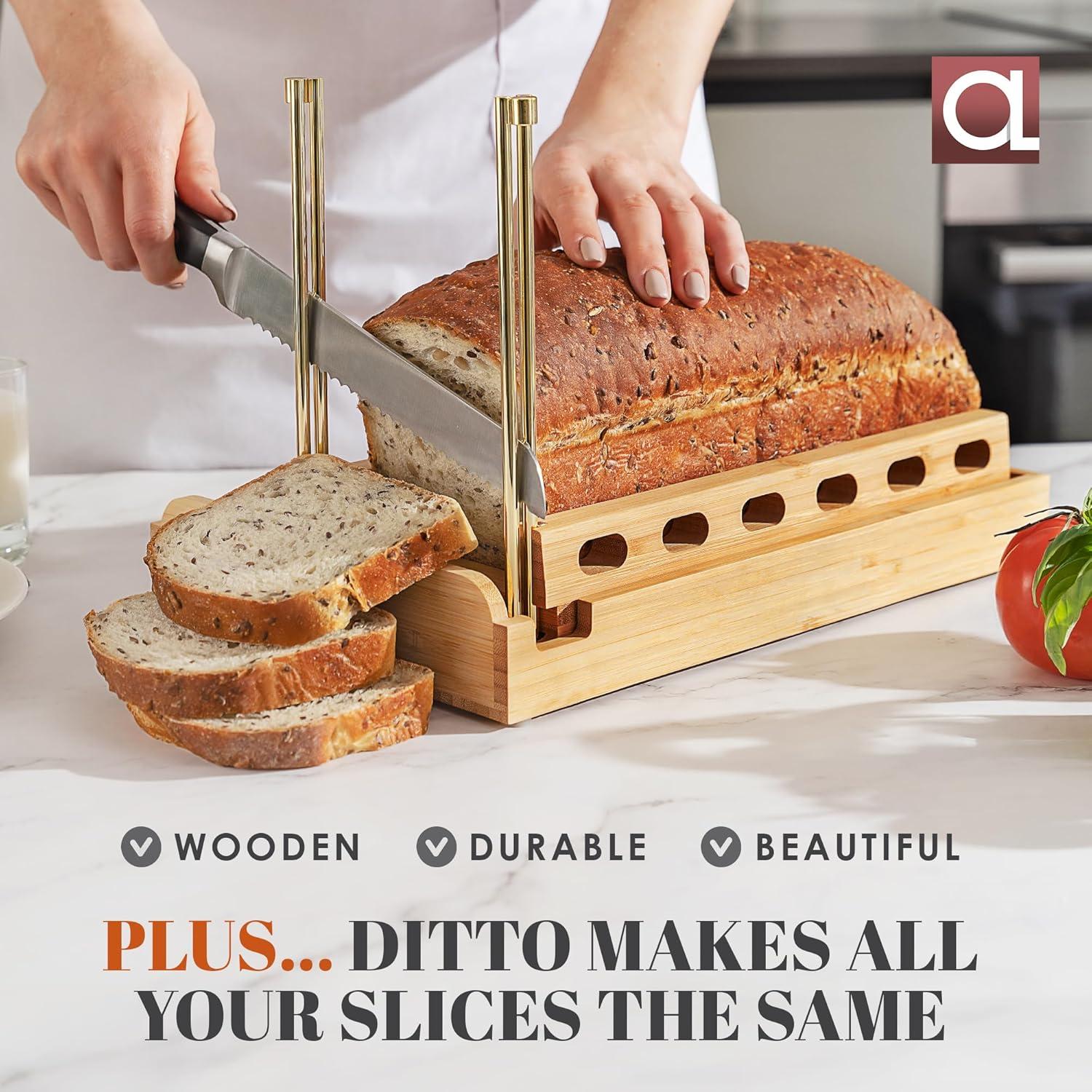 Cortador de Pan de Bambú Apace Living - Ajustable 4 Grosor