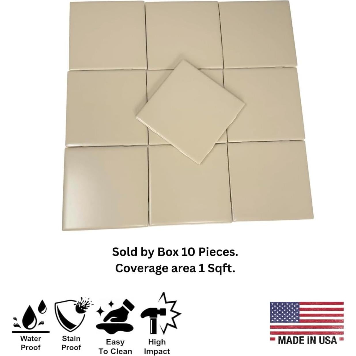 Azulejo Cerámico Tenedos 10.8x10.8 cm Mate Putty Urbano - Caja de 10