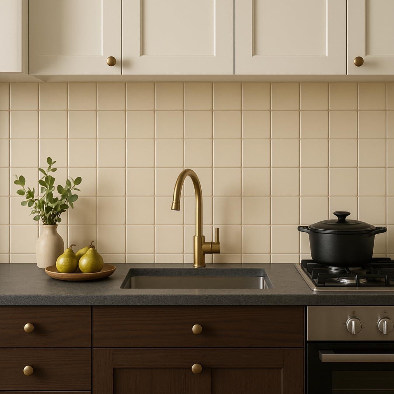 Azulejo Cerámico Tenedos 10.8x10.8 cm Mate Putty Urbano - Caja de 10