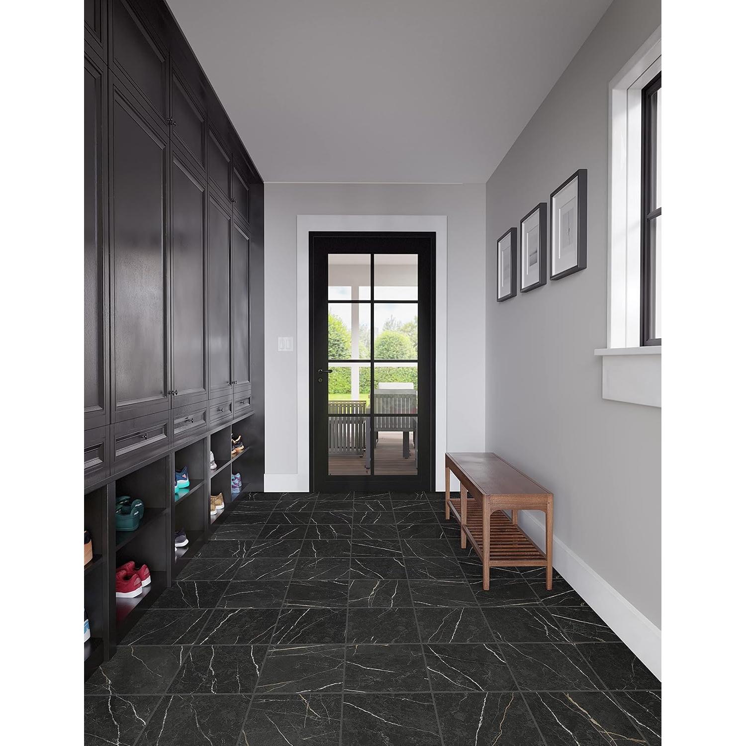 Azulejo de Porcelana Daltile Perpetuo 30.48x30.48 cm Negro Infinito