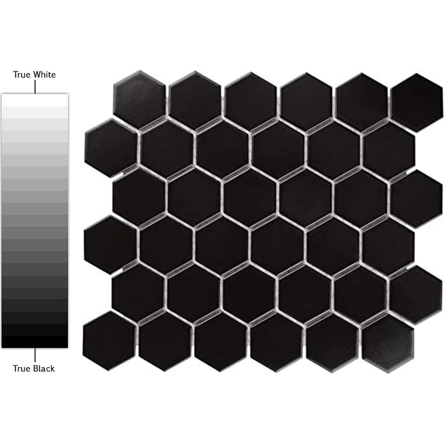 Mosaico de Porcelana Hexagonal Tenedos 31.75x29.21 cm Negro Mate