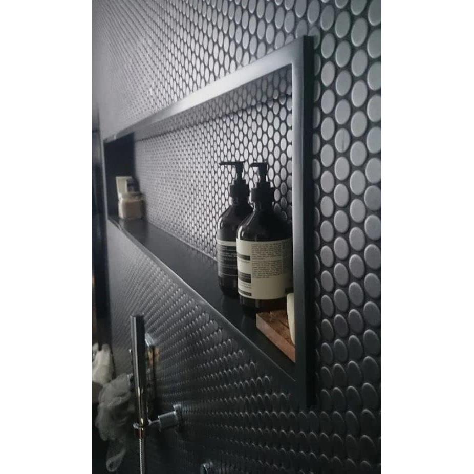 Azulejo de Porcelana Mosaico Redondo Tenedos Negro Mate 12x12