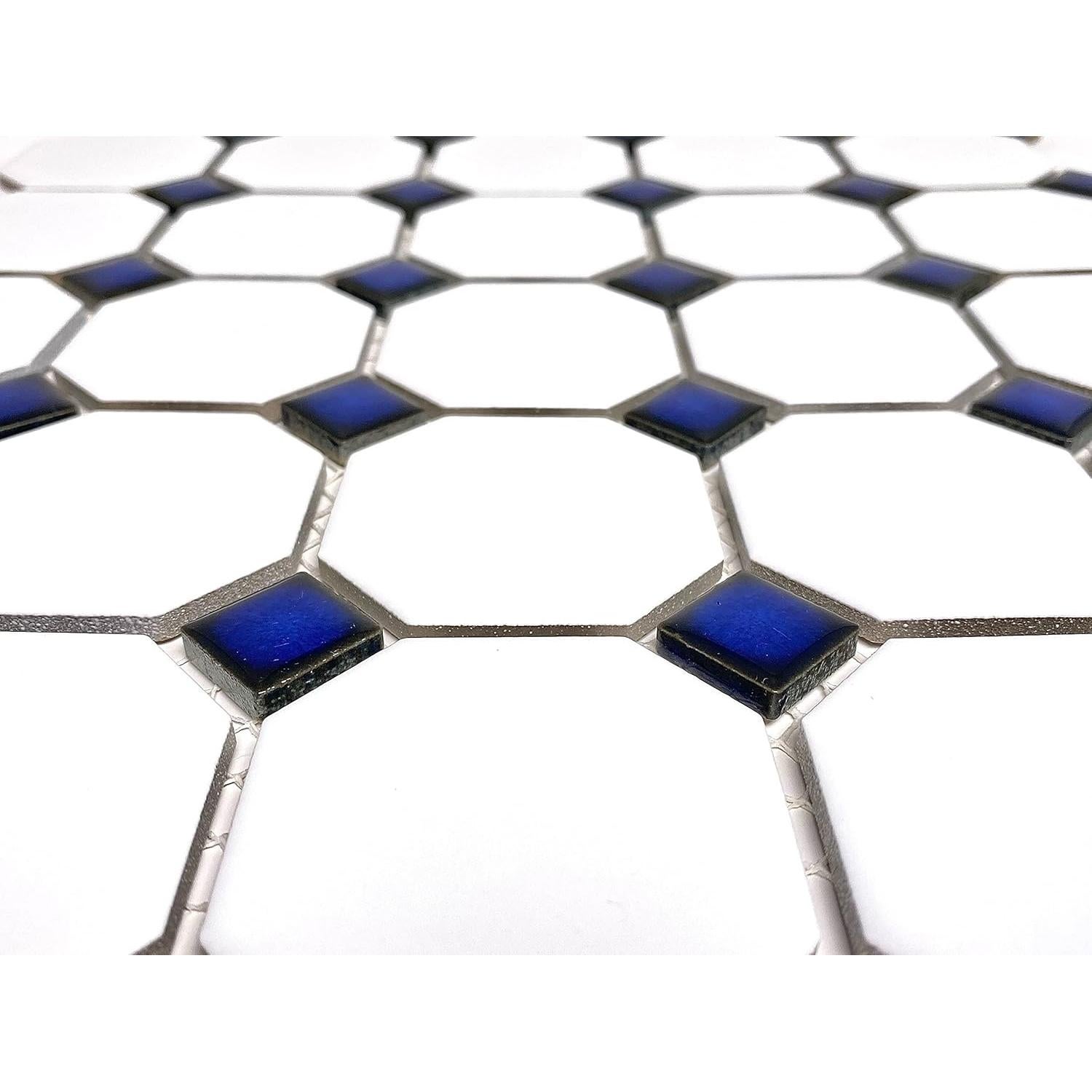 Mosaico Porcelana Tenedos Octagonal Mate Blanco 0.46 m²