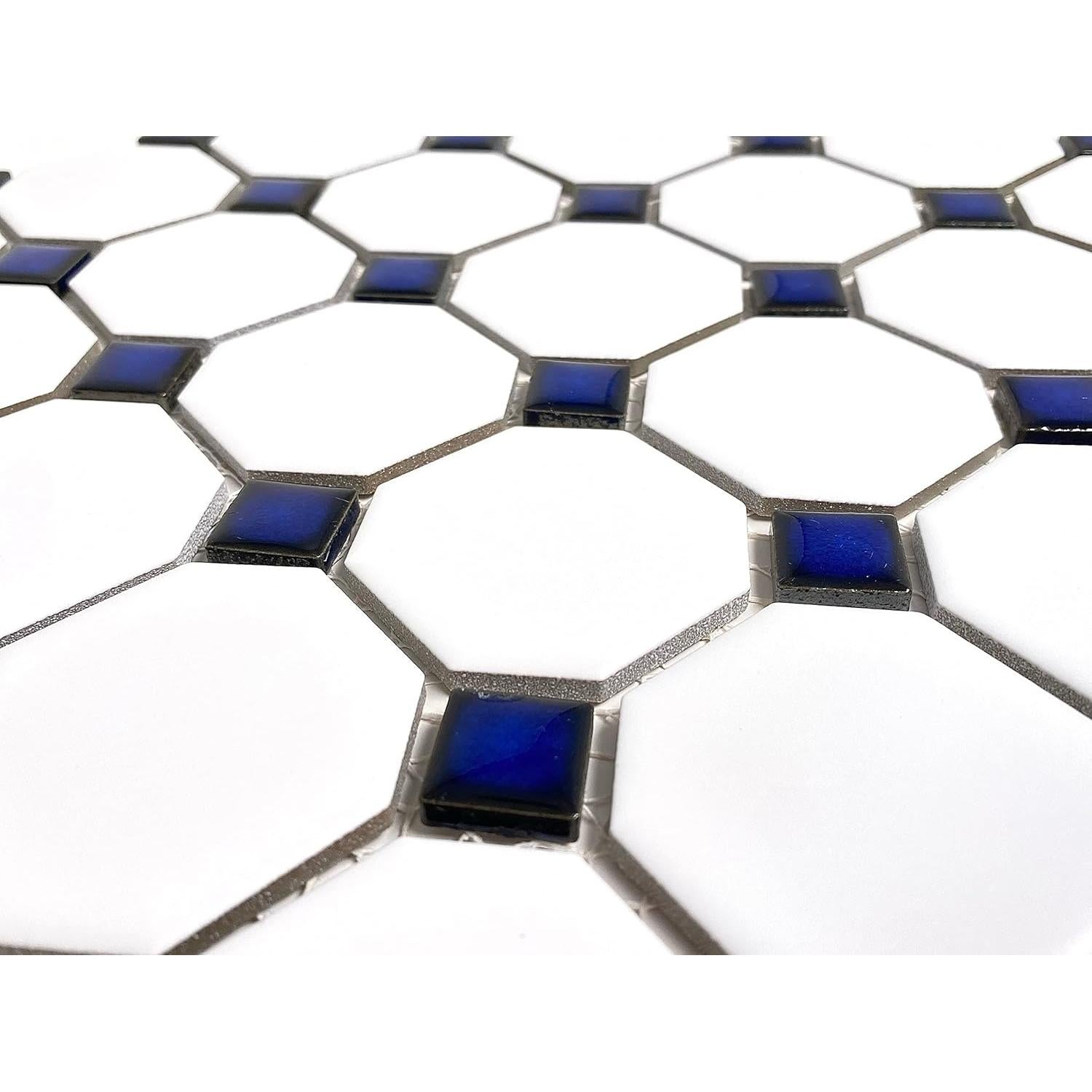Mosaico Porcelana Tenedos Octagonal Mate Blanco 0.46 m²