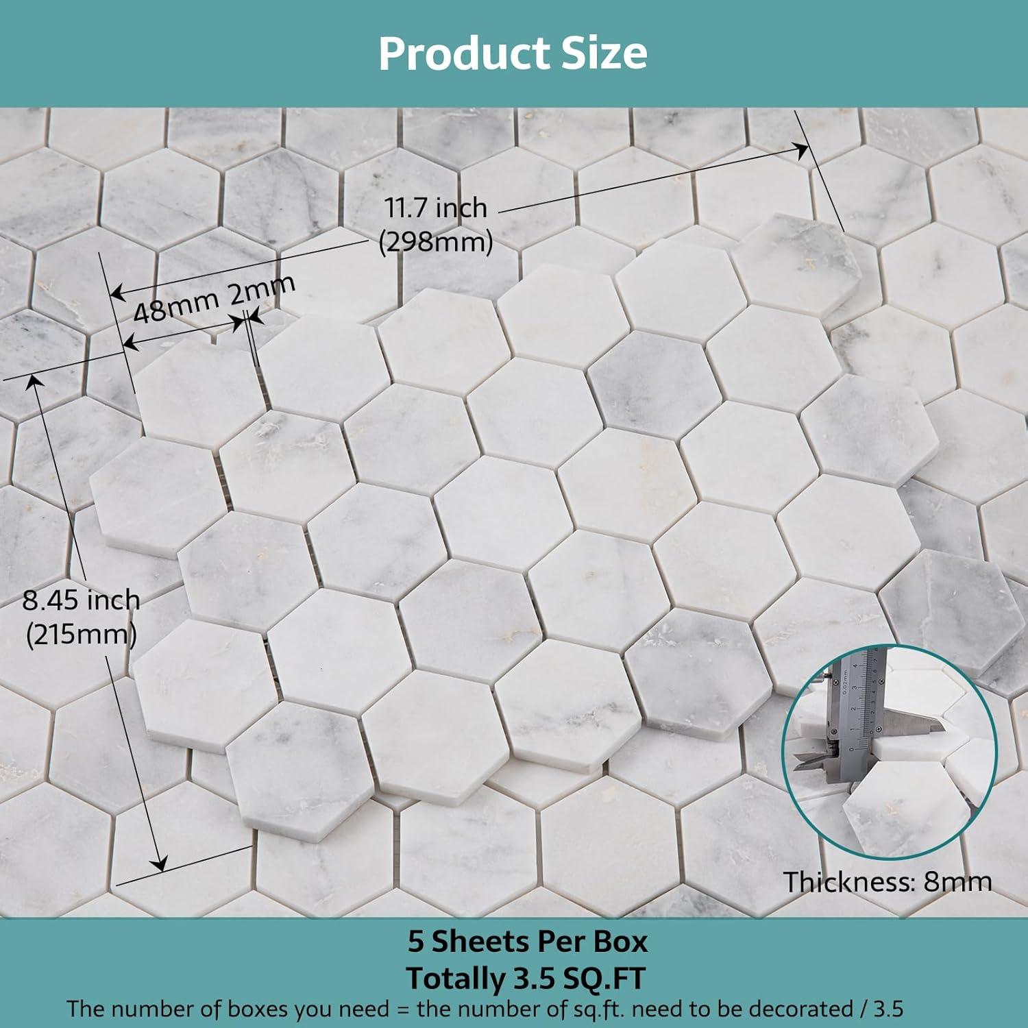 Azulejo de Mosaico de Mármol Hexagonal 2" Soulscrafts 5 Hojas