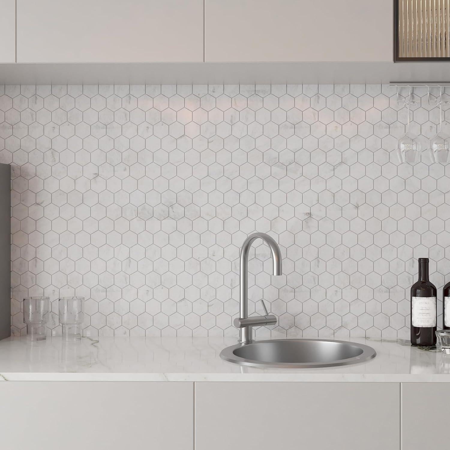 Azulejo de Mosaico de Mármol Hexagonal 2" Soulscrafts 5 Hojas