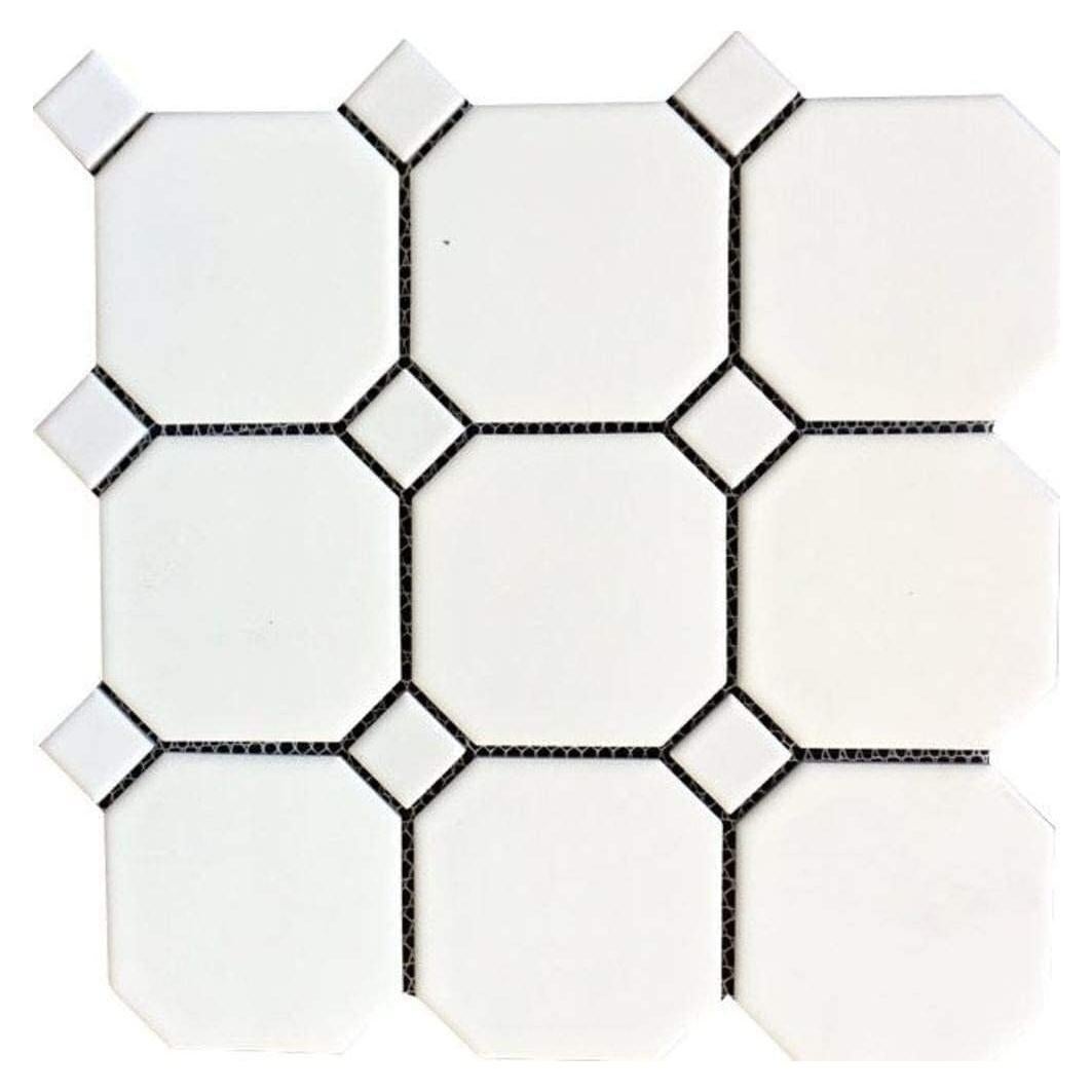 Azulejo Octagonal Mate Blanco Tenedos 30x30 cm para Piso y Pared