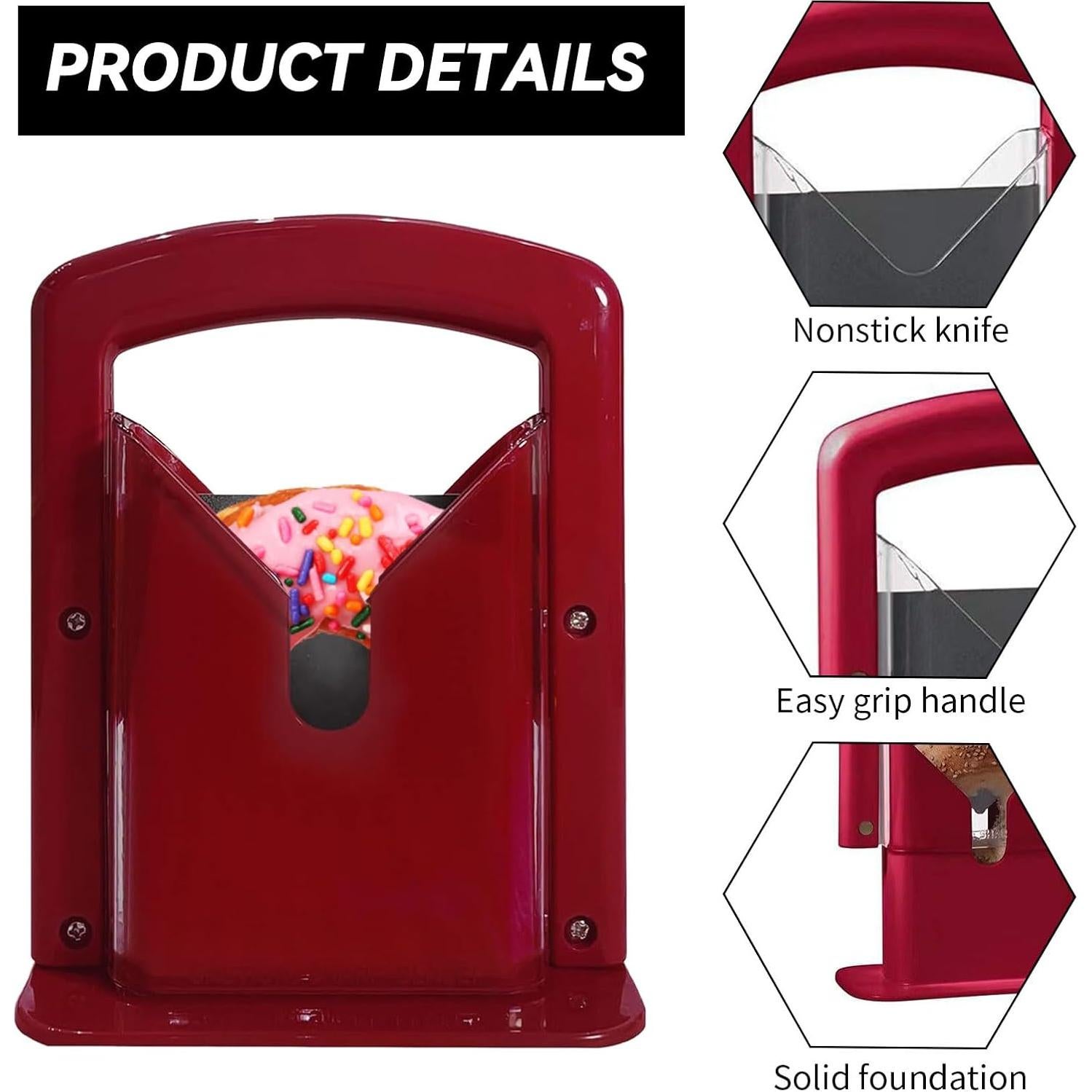 Cortador de Bagels XPAPOV Rojo Acero Inoxidable 22x9x18 cm