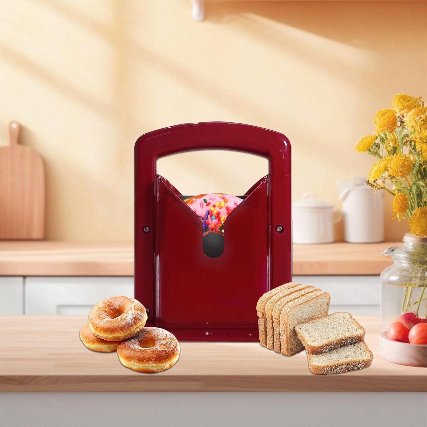 Cortador de Bagels XPAPOV Rojo Acero Inoxidable 22x9x18 cm