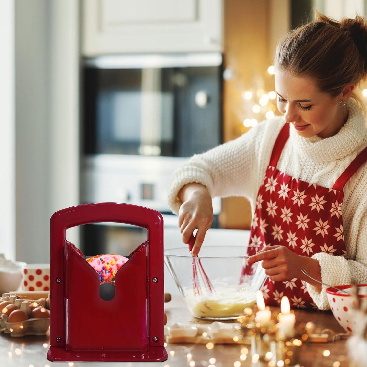 Cortador de Bagels XPAPOV Rojo Acero Inoxidable 22x9x18 cm