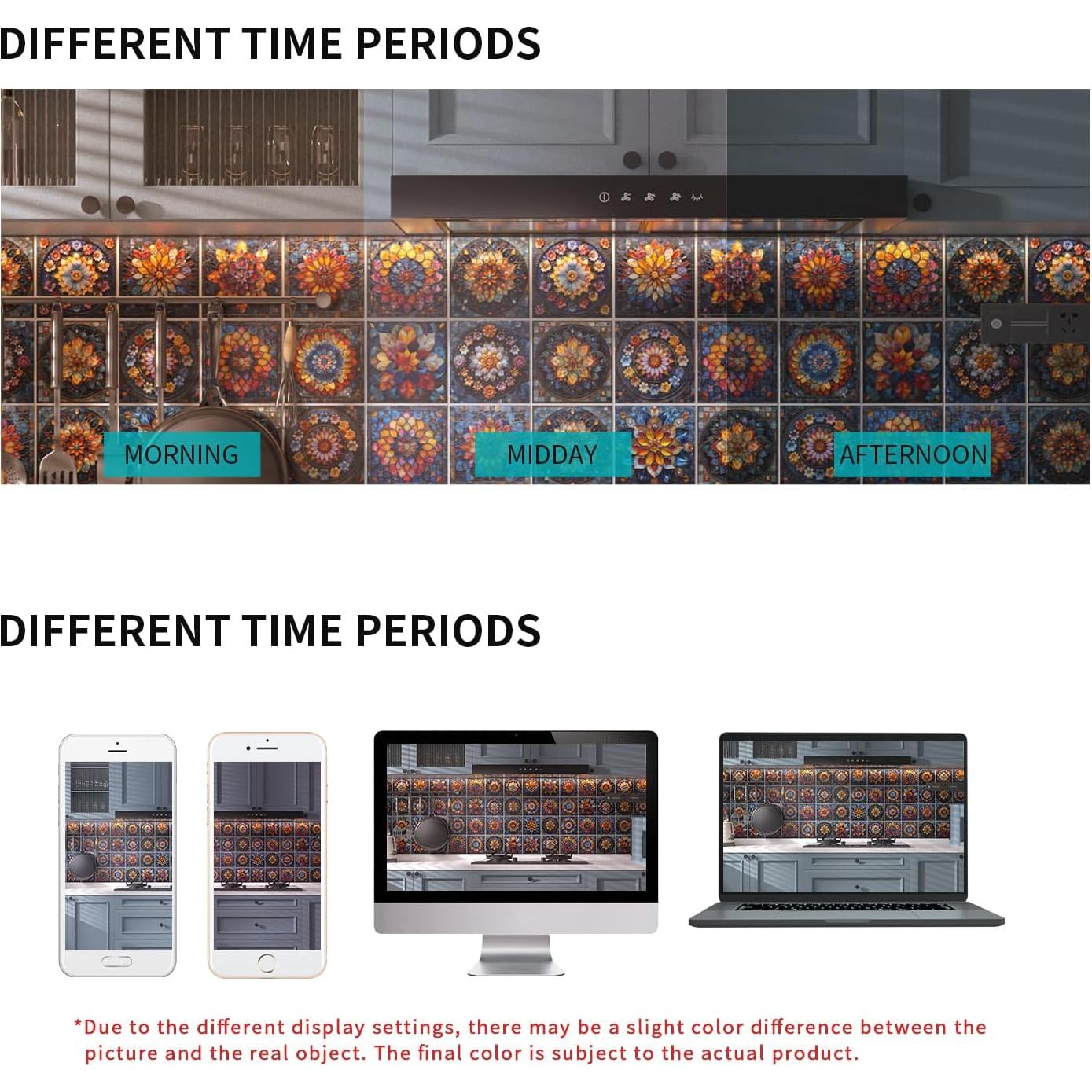 Calcomanías de Azulejos 15x15cm ViibXfans - 24 Piezas Floral