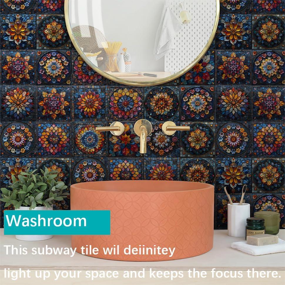 Calcomanías de Azulejos 15x15cm ViibXfans - 24 Piezas Floral