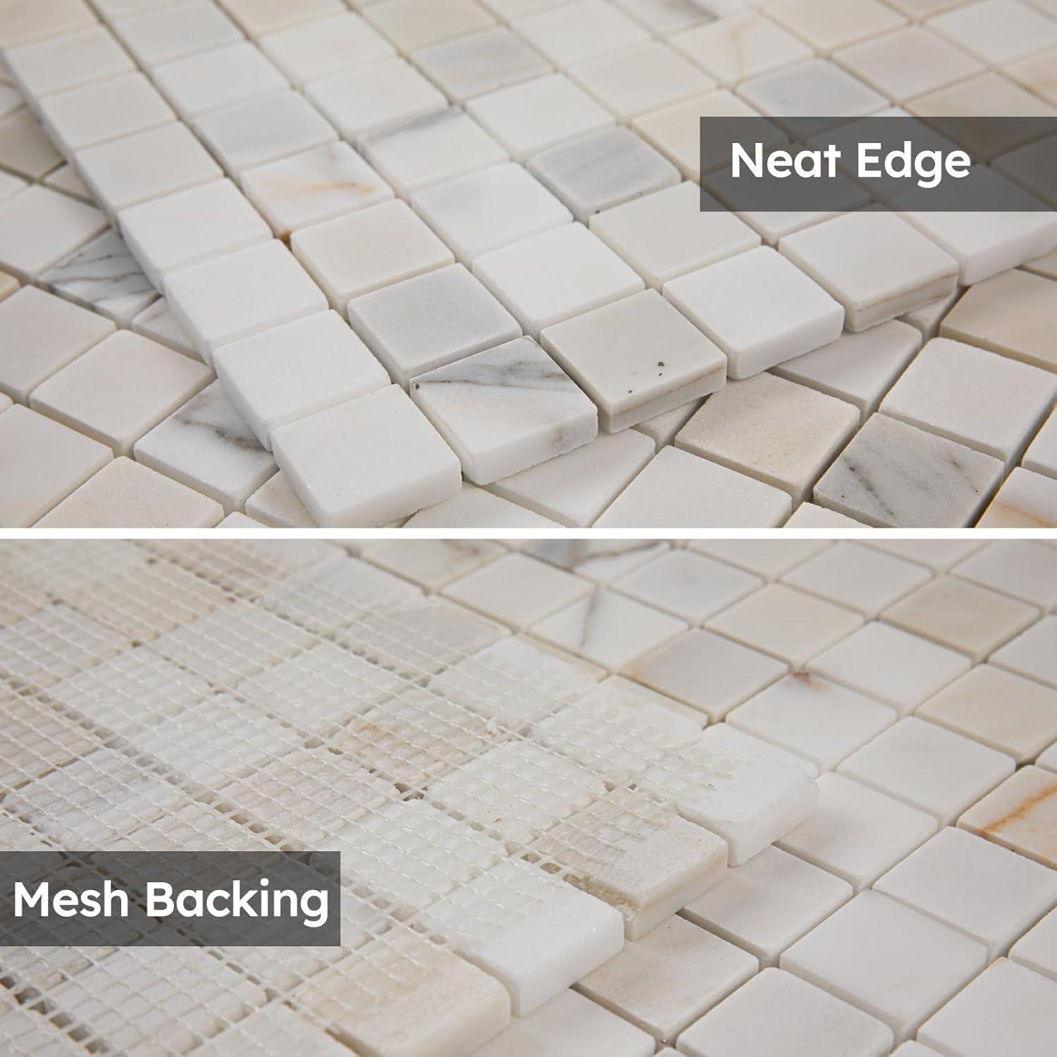 Azulejo de mosaico de mármol Diflart Calacatta dorado 1" pulido