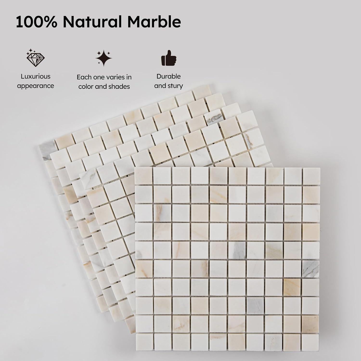 Azulejo de mosaico de mármol Diflart Calacatta dorado 1" pulido