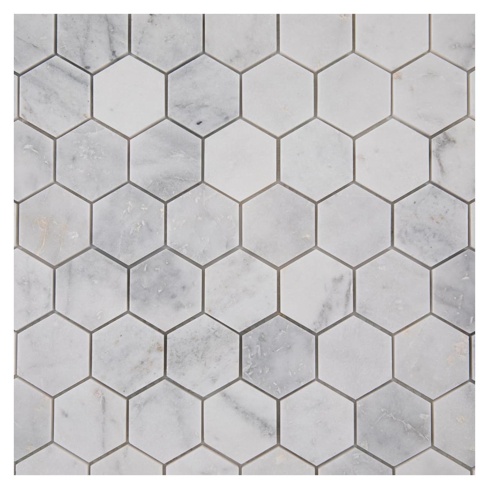 Azulejo Mosaico Hexagonal Lovdeco Bianco Orion 5 Hojas 0.32 m²