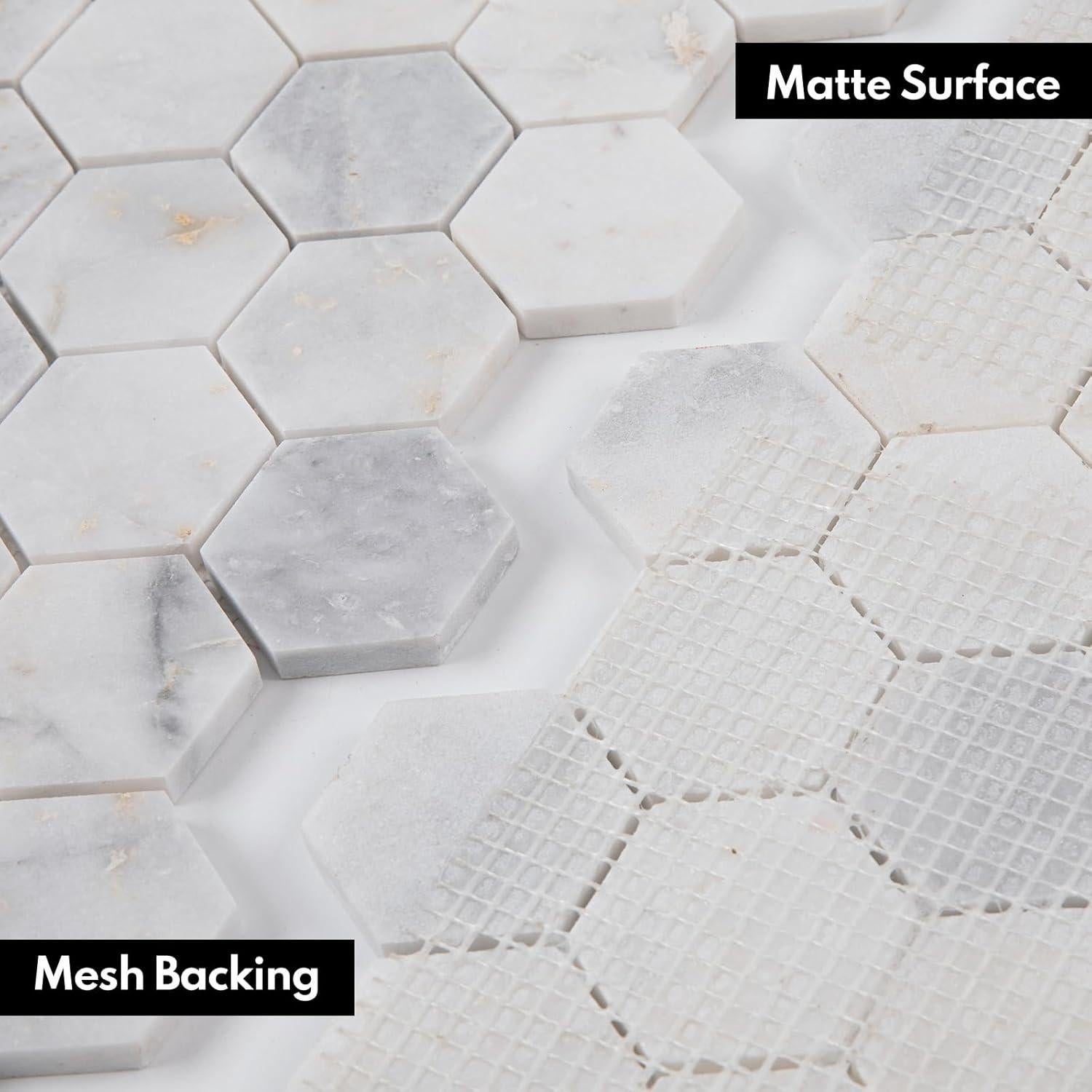 Azulejo Mosaico Hexagonal Lovdeco Bianco Orion 5 Hojas 0.32 m²