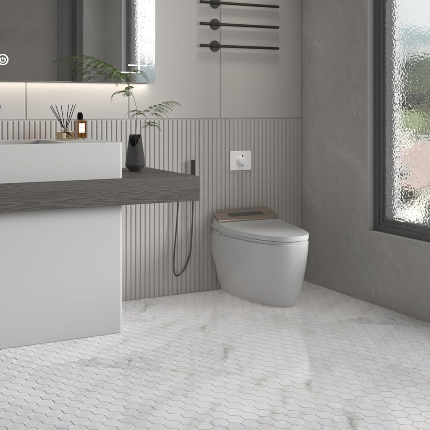 Azulejo Mosaico Hexagonal Lovdeco Bianco Orion 5 Hojas 0.32 m²