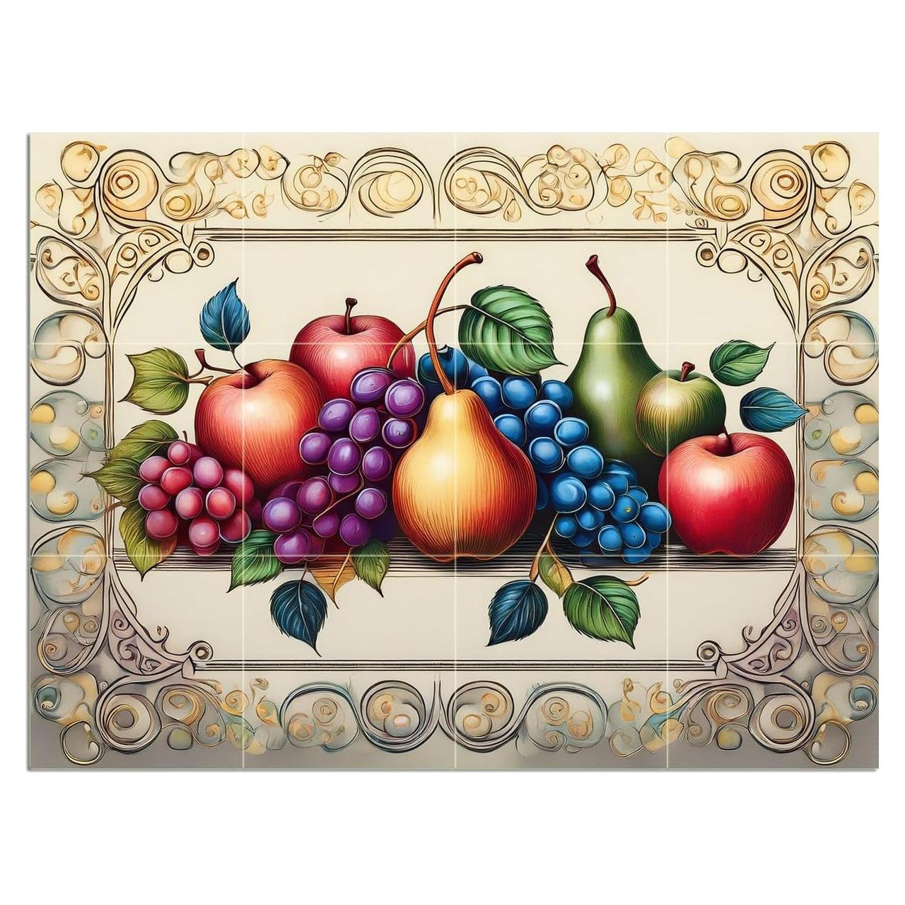 Mural de Azulejos Cerámico FlekmanArt 4x3 Frutas Mate