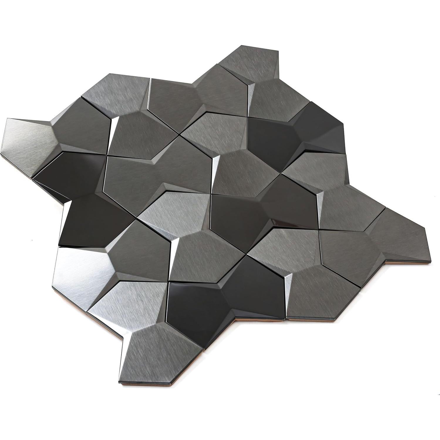 Azulejos de Pared 3D Hexagonales Negros Blujellyfish 5 Piezas