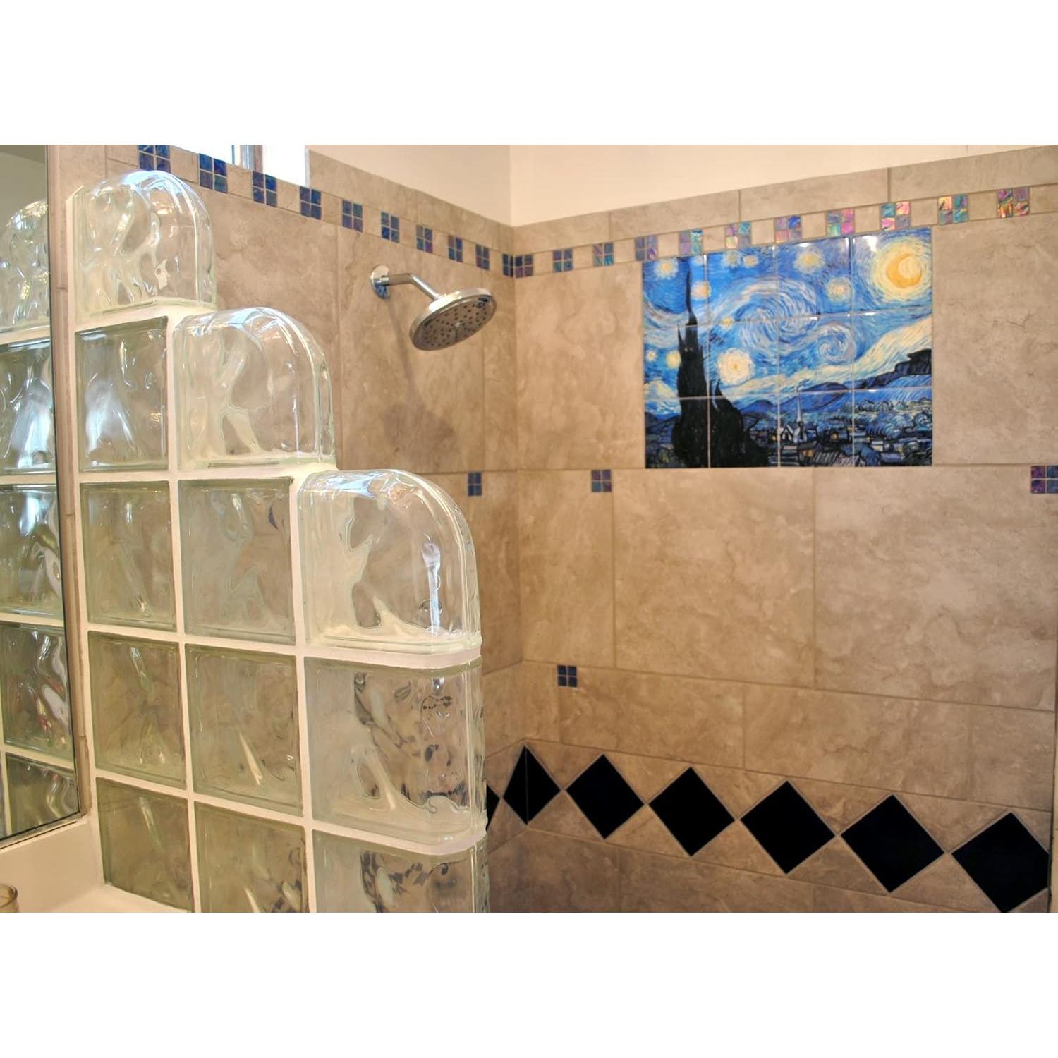 Mural de Azulejos Cerámicos FlekmanArt Noche Estrellada 60x45 cm