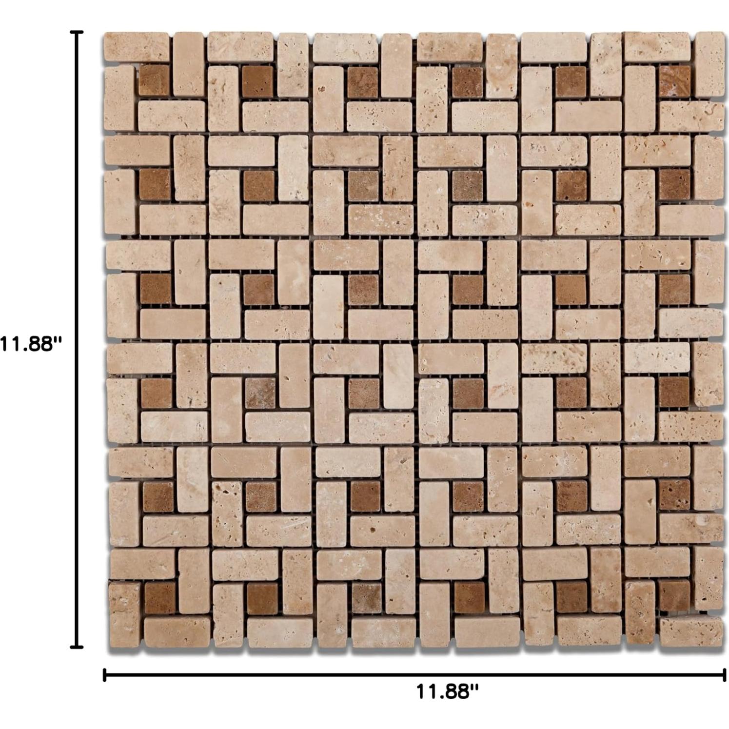 Mosaico Mini-Pinwheel Oracle 30.2x30.2cm Travertino Claro