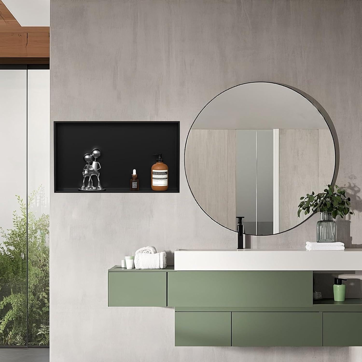 Nicho de Ducha Homevacious 71x40 cm Acero Inoxidable Negro Mate