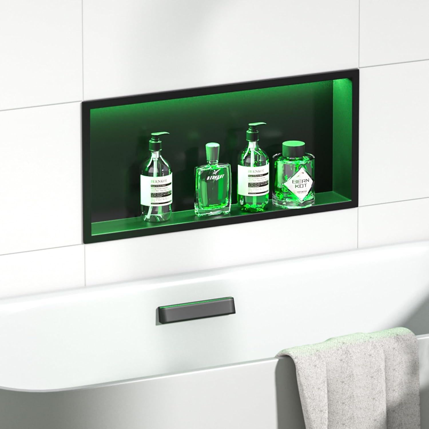 Nicho de Ducha LED RGB Bernkot 30x61 cm Acero Inoxidable Mate