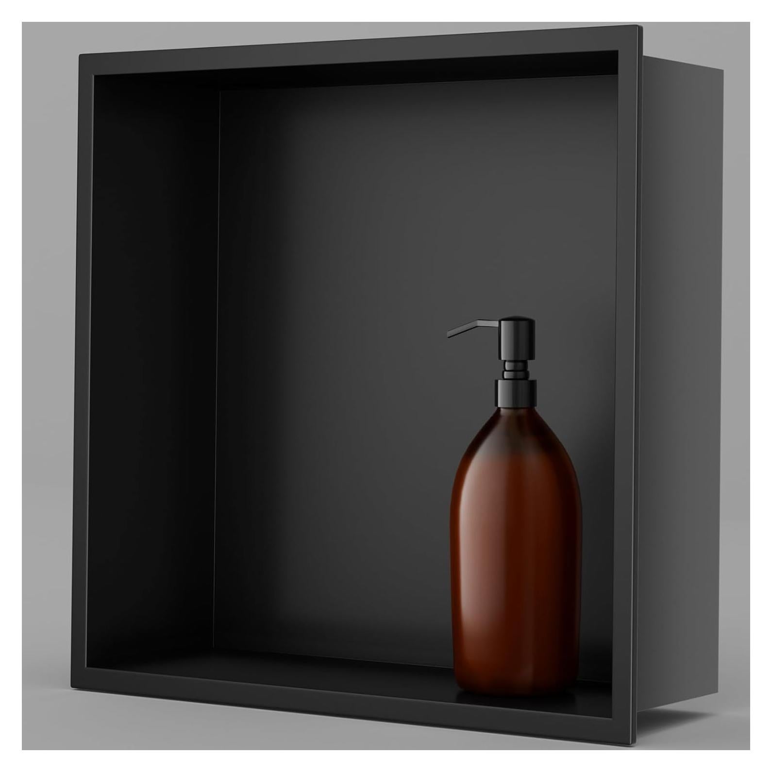 Nicho de Ducha Achelous Acero Inoxidable 30.48x30.48cm Negro Mate