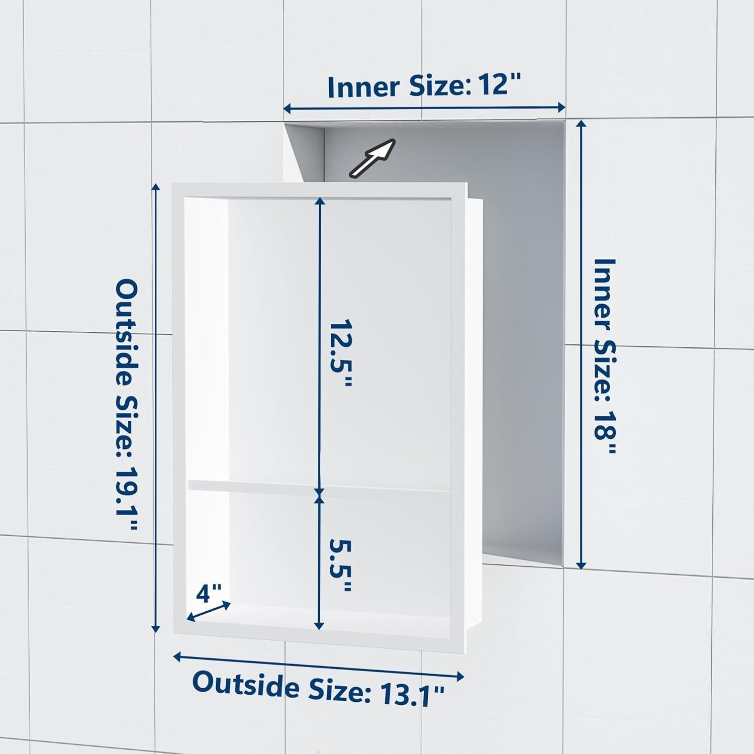 Nicho de Ducha Acero Inoxidable Qeke 45x30cm Doble Estante