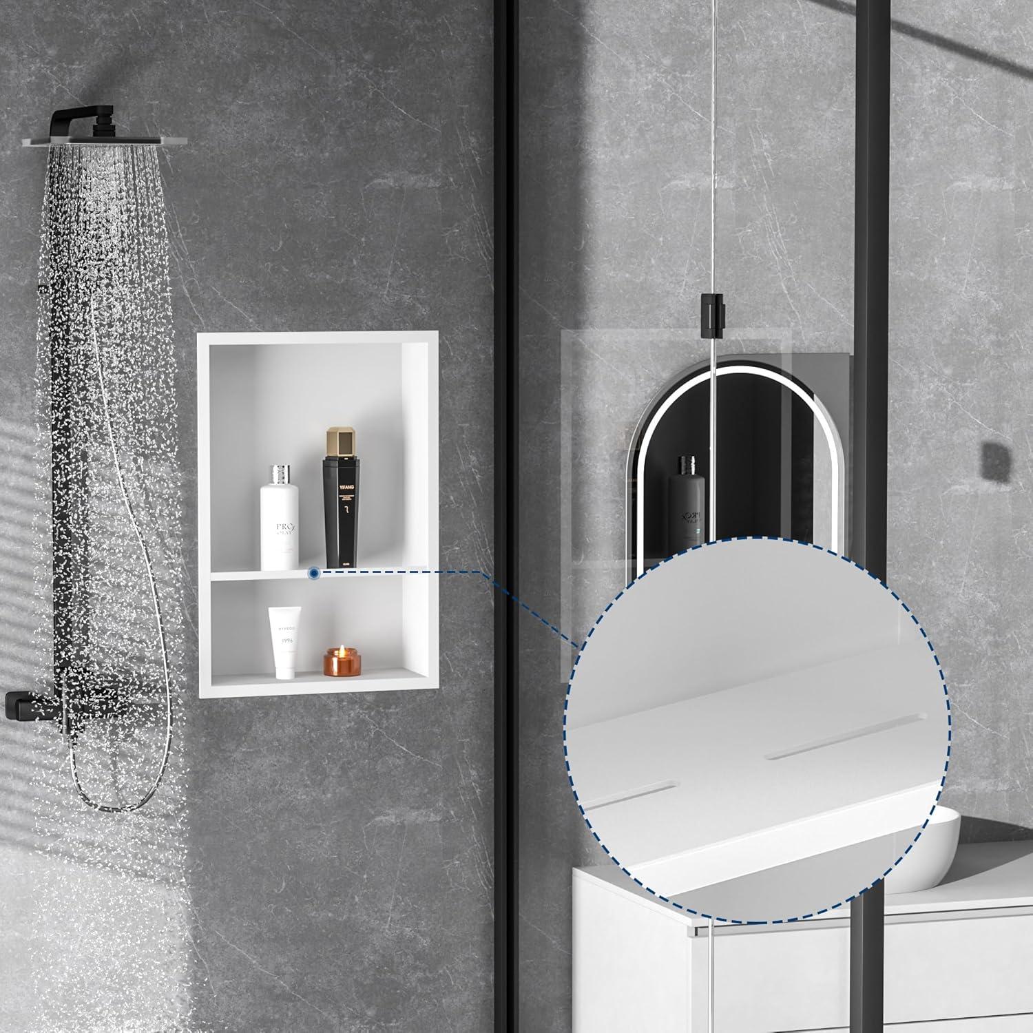 Nicho de Ducha Acero Inoxidable Qeke 45x30cm Doble Estante