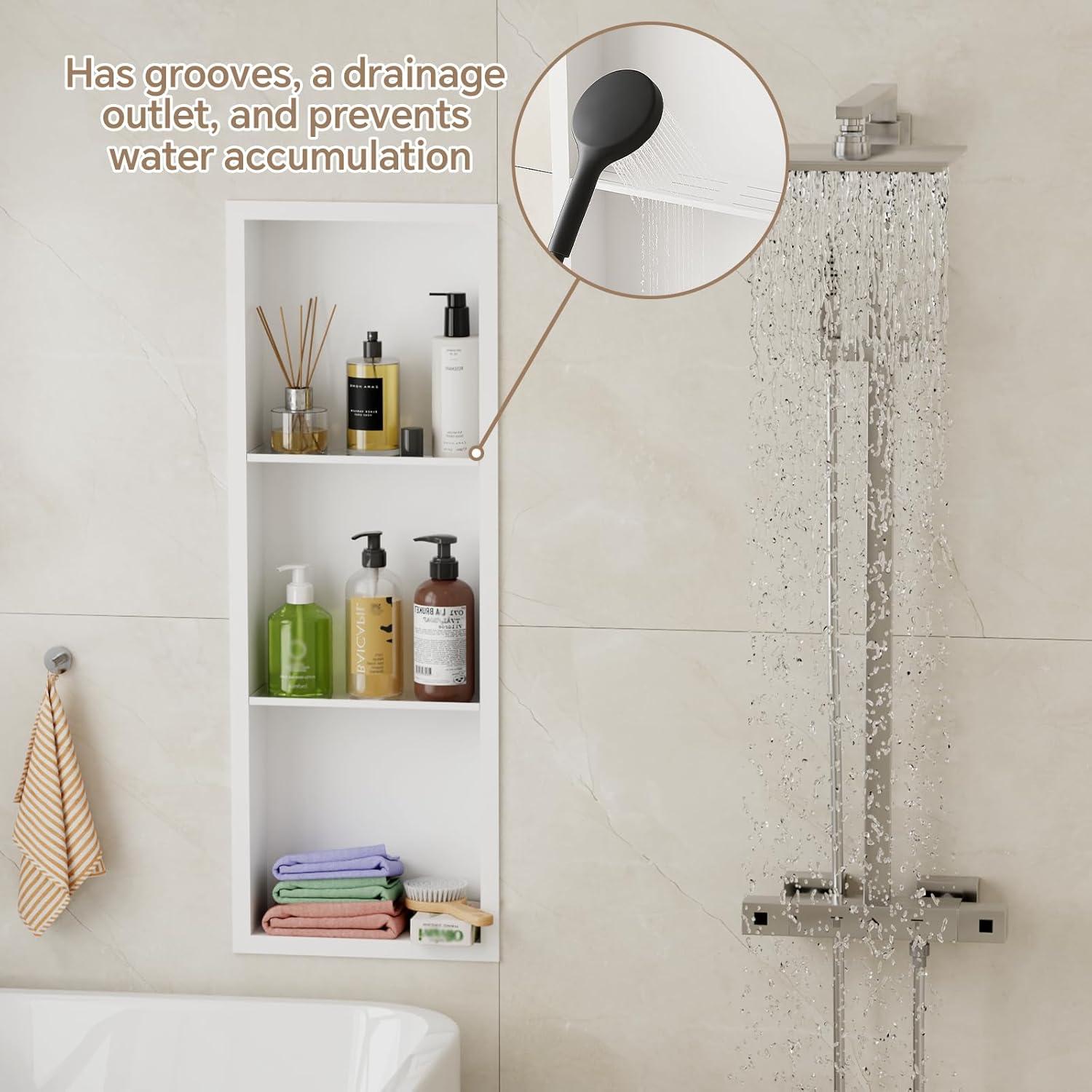 Nicho de Ducha Empotrado Oenalw 30.48x91.44cm Acero Inoxidable